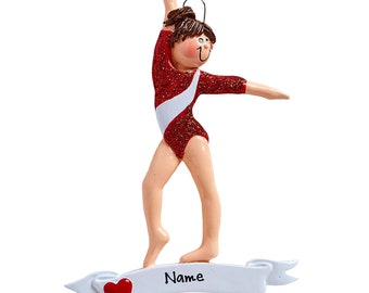 Gymnastics Girl Ornament -  Gift For Gymnast - Gymnastics Personalized Ornament - Gymnast Beam Girl Gift - Girl Gymnast on Balance Ornament