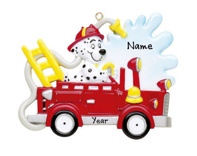 Paw Patrol Fire Engine Personalized Ornament - Custom Gift For Firefighter - Kids Ornament With Name - Christmas Gift For Boys Fire Truck