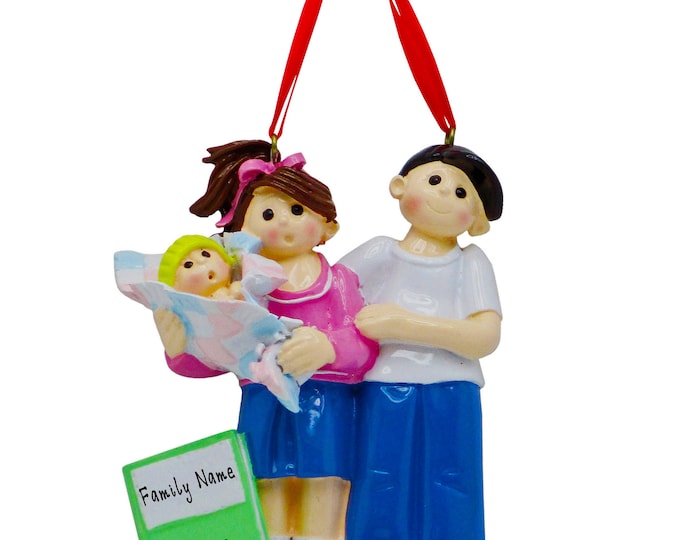 Couple Expecting Baby Christmas Ornament  - Pregnant Mom - We're Expecting Baby - Hand Personalized Christmas Ornament - Proud New Parents