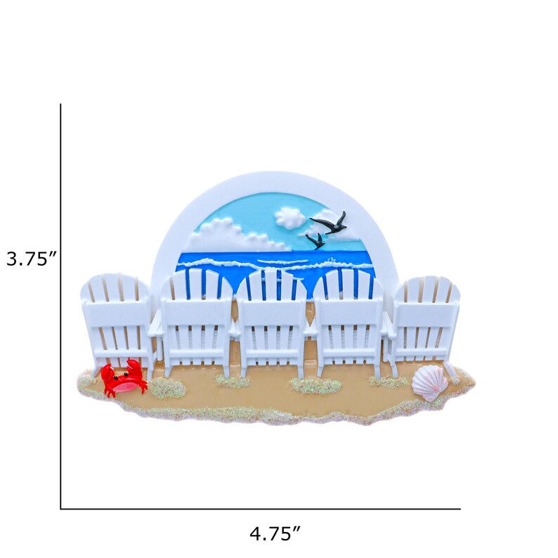 Personalized Beach Chair Ornament - Girl's Beach Trip - Family of 5 on Christmas Vacation - Trip To Beach Christmas Ornament, Nautical Décor image 3