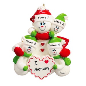 Single Parent Ornament - Personalized Single Mom With 3 Kids Ornament - Single Mom With 3 Children Personalized Christmas Ornament Mom Gift