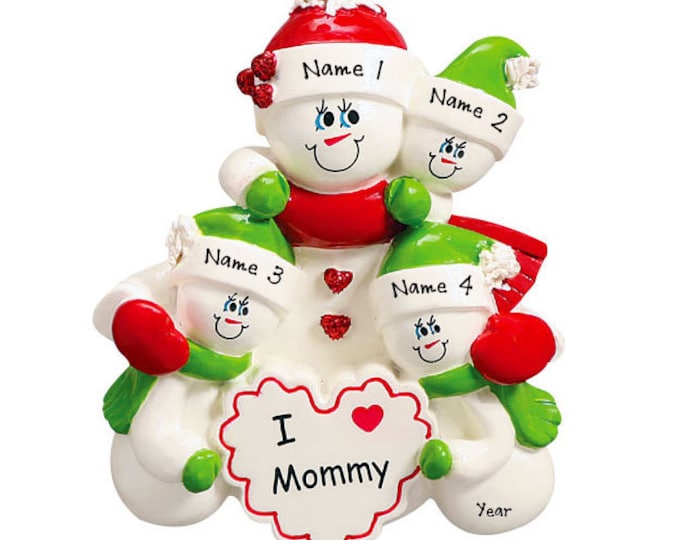 Single Parent Ornament - Personalized Single Mom With 3 Kids Ornament - Single Mom With 3 Children Personalized Christmas Ornament Mom Gift
