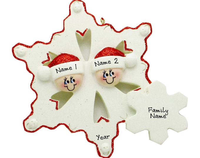Personalized Couple Ornament - Snowflake Ornament, - 2024 Couple Christmas Ornament - Elf Ornament - Our First Christmas Together Married