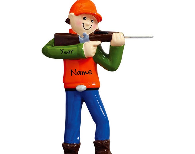 Hunter Boy Ornament - Hunter's Vest Ornament - Boy With Rifle Ornament - Custom Hunting Ornament - Personalized Hunter Gift - Rifle Decor