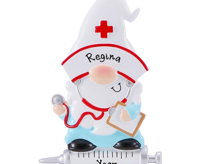 Personalized Nurse Ornament - Nurse Gnome Christmas Ornament – Custom Nurse Ornament - Gifts for Nurses - Custom Name Gift Ornament – Gnomes