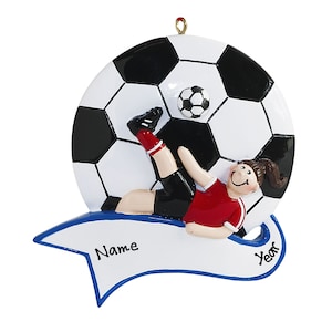 Soccer Ornament - Personalized Soccer Girl Christmas Ornament - Girl Soccer Player Ornament - Soccer Ornament with Name - Custom Soccer Gift