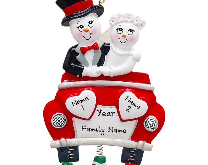 Couple Wedding Ornament - Just Married Ornament - Vintage Wedding Car Ornament - Mr & Mrs Ornament - Custom Wedding Ornament Personalized