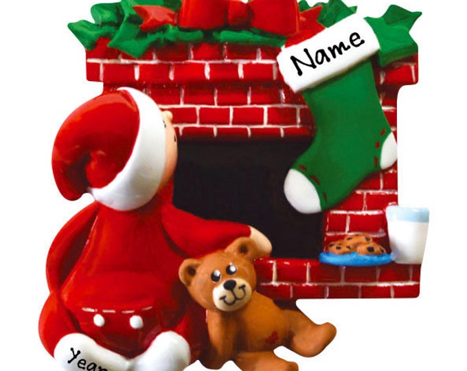Waiting For Santa Ornament - Toddler Christmas Ornament - Santa's Arrival - Personalized Child Ornament With Name - Custom Christmas Gift
