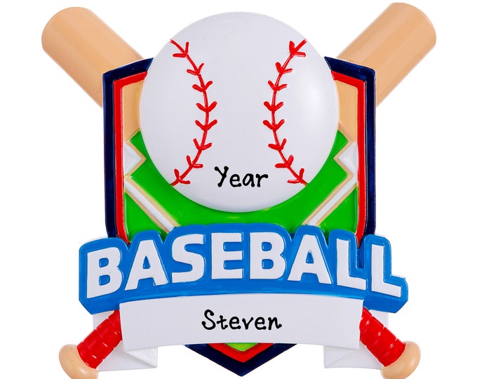 Personalized Baseball Christmas Ornament Gift for Baseball Player - Baseball Shield Ornament - Baseball Fan Gift, Baseball Player Name Gift