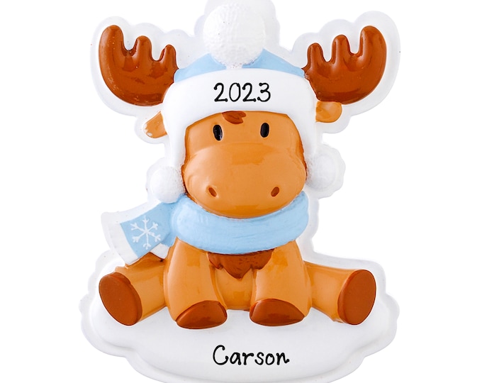 2025 Baby's 1st Christmas Personalized Ornament Baby Boy's 1st Christmas Ornament - My First Christmas Baby Gift - Baby Moose Forest Animal
