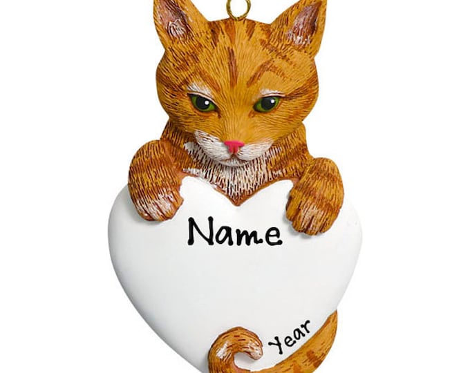 Orange Tabby Cat Christmas Ornament - Orange Cat Ornament - Cat Lover Gift - Custom Tabby Cat Ornament - Personalized Cat Memorial Ornament