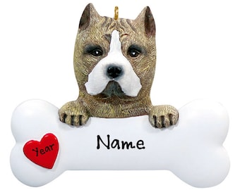 Pit Bull Dog Ornament Personalized 2023 - Dog Bone Christmas Ornament Gift For Dog Lover - Love My Custom Dog Memorial Ornament Pet Loss