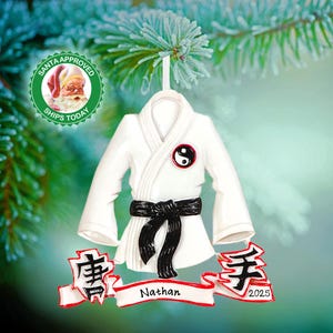 Personalized Karate Ornament - Taekwondo Martial Arts Instructor - Custom Karate Uniform Black Belt Ornament - Judo Gift For Karate Teacher