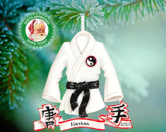 Personalized Karate Ornament - Taekwondo Martial Arts Instructor - Custom Karate Uniform Black Belt Ornament - Judo Gift For Karate Teacher