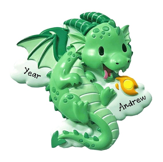 Dragon Christmas Ornament – Personalized Green Dragon Ornament With Toddler’s Name – Keepsake Gift – Kids Personalized Gift