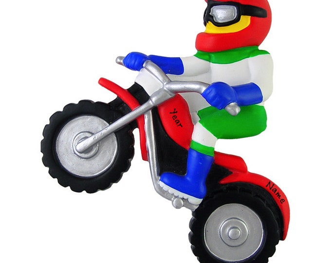 Dirt Bike Rider Personalized Ornament - Off Road Dirt Bike Rider Christmas Ornament - Dirt Bike Racer Ornament - Custom Gift For Bike Rider