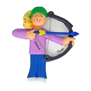 Personalized Girl Archery Christmas Ornament - Blonde Girl Archer Christmas Ornament - Custom Bow and Arrow Ornament - GirlsArchery Ornament