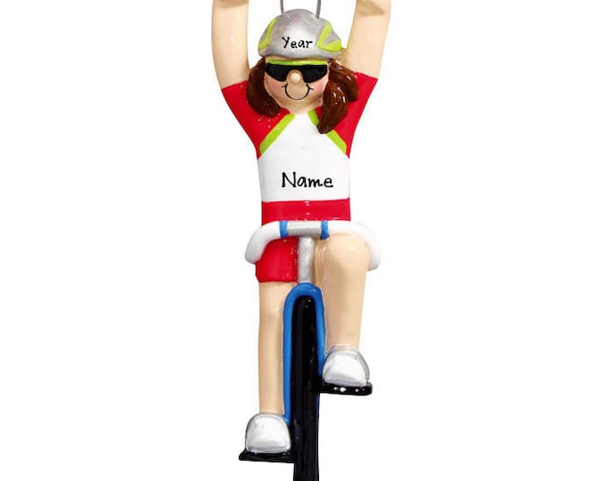 Cyclist Ornament - Girl Cycling Christmas Ornament - Custom Cycling Ornament With Name - Personalized Gift for Bicycle Riders, Bike Ornament