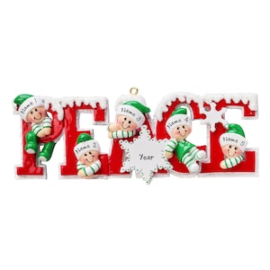 Elf Family of 5 Personalized Ornament - Family of 5 Christmas Ornament - Ornament From Grandkids - 2025 Personalized Gift for Grandparents