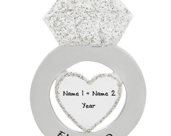 Personalized Engaged Couple Ornament 2026 – Engagement Ring Keepsake – She Said Yes Gift