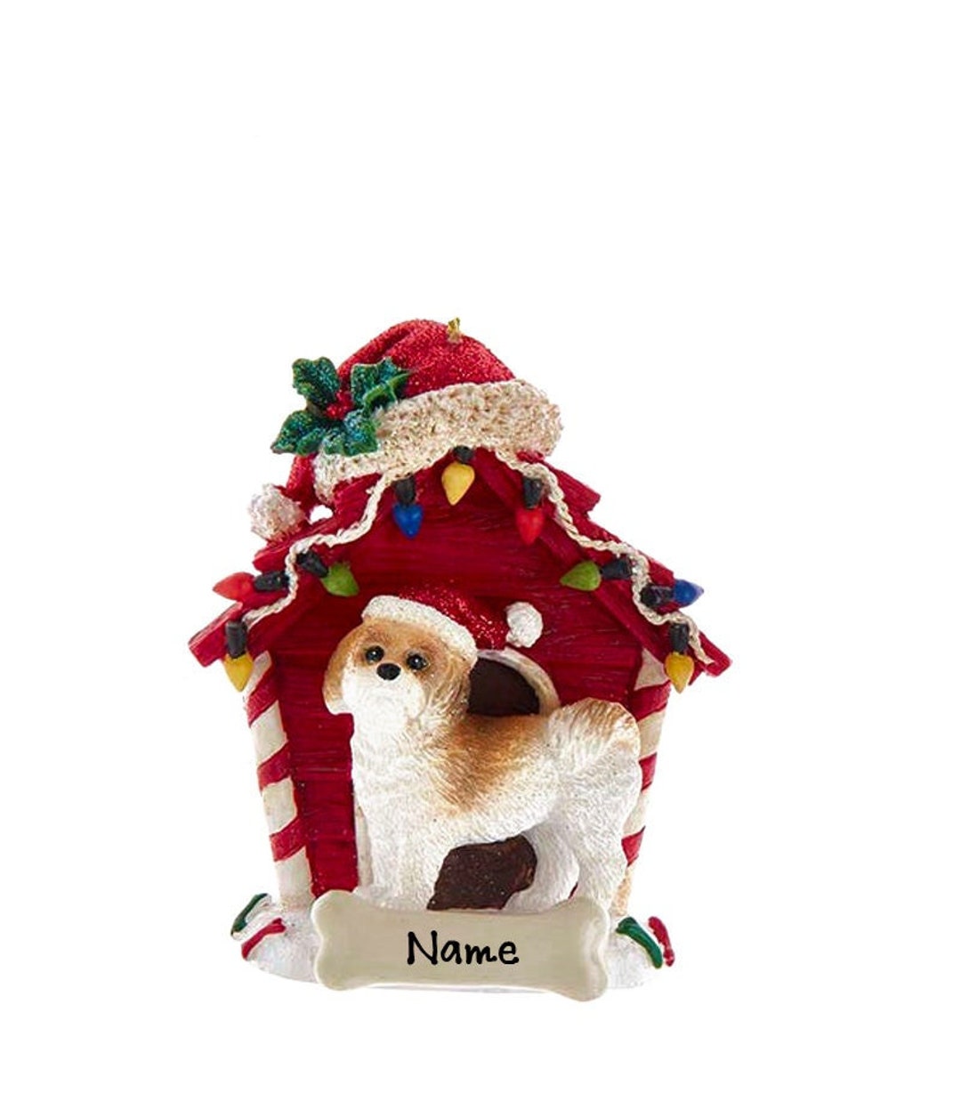 Brown Shihtzu Dog Ornament Custom Doghouse Ornament Dog Memorial Gift