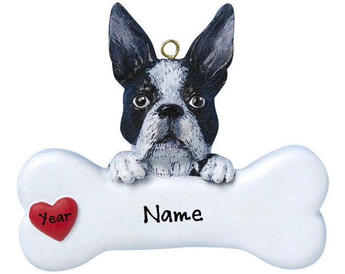 Boston Terrier Dog Ornament Personalized 2025 - Dog Bone Christmas Ornament Gift For Dog Lover - Love Custom Dog Memorial Ornament Pet Loss