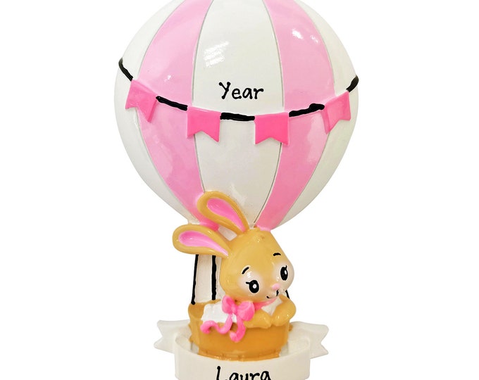 2025 Baby's 1st Christmas Personalized Ornament, Baby Girl's 1st Christmas, First Hot Air Balloon Ride, Newborn Gift for Parents Grandparent
