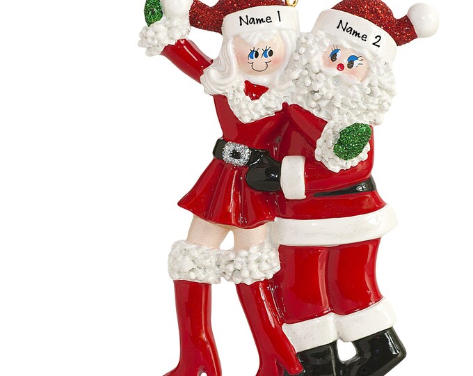 Santa Ornament - Santa Love Couple - Couple Christmas Ornament - Mistletoe Ornament - Kissing Couple - Family of 2 Personalized Ornament