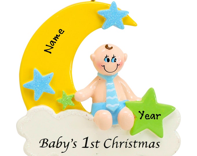 Baby's First Christmas Ornament - Personalized First Christmas Boy Ornament - Custom Baby Boy Ornament 2025 - Baby Shower Gift For Mom