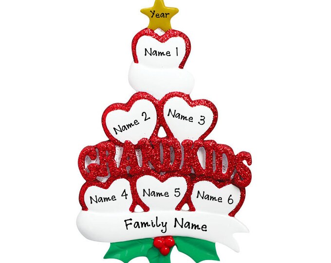 Grandparents Christmas Ornament - Grandparents With 6 Grandkids - Ornament From 6 Grandchildren - Grandparents Personalized Christmas Gift