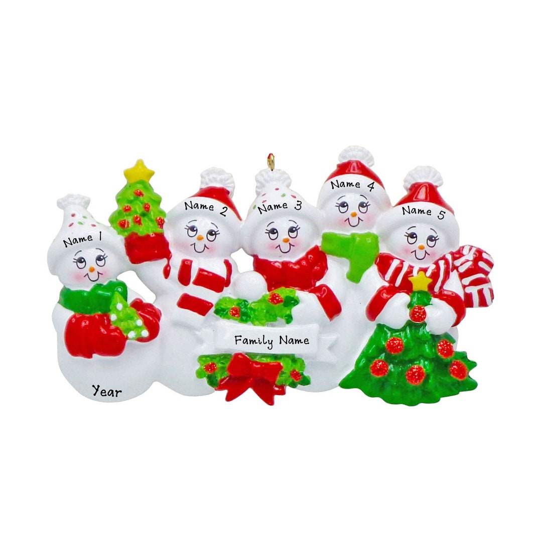 Personalized Snowman Family of 5 Christmas Ornament 2025 – Snowmen With ...