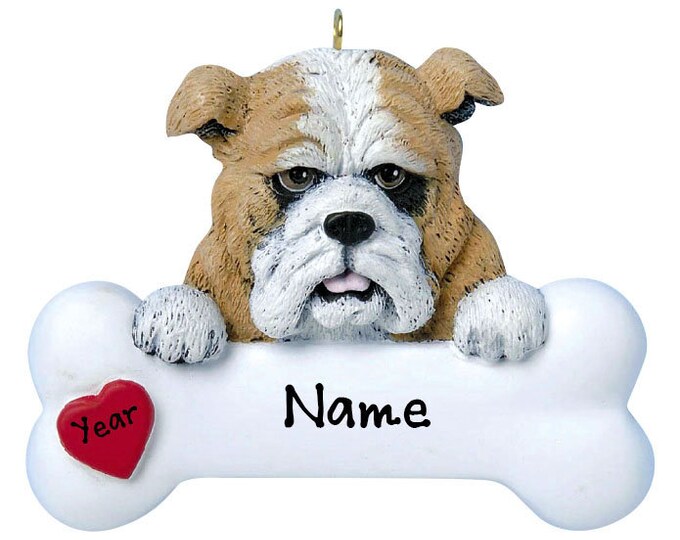 Bulldog Dog Ornament Personalized 2025 - Dog Bone Christmas Ornament Gift For Dog Lover - Love My Custom Dog Memorial Ornament Pet Loss Gift