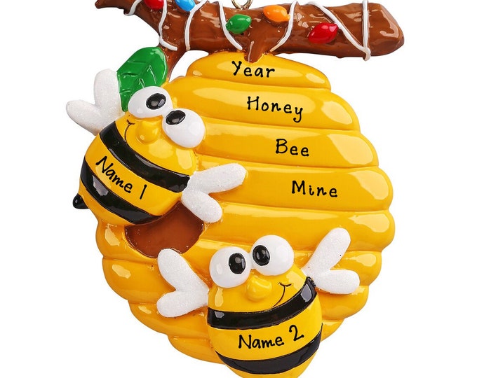Personalized Couple Ornament - Couple of Honey Bees, Couple Christmas Ornament, Custom Ornament For Couples, Family of 2 Ornament With Name