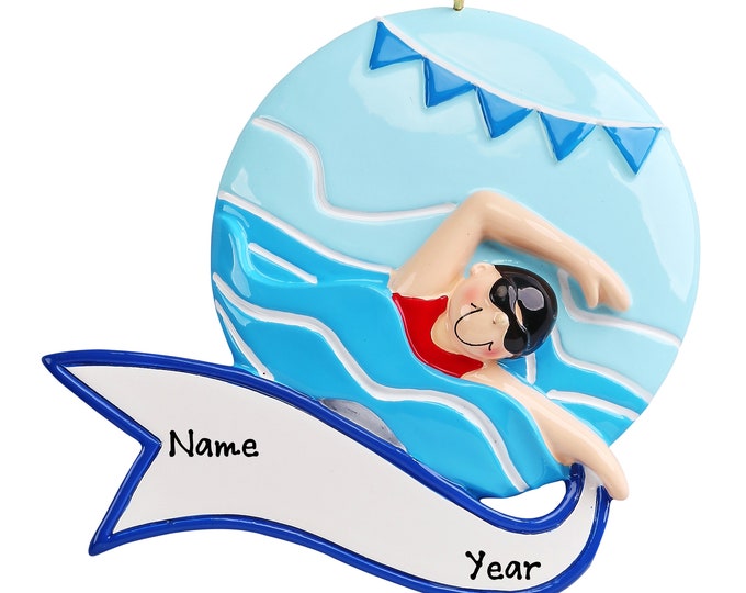 Boy Swimmer Ornament - Swimmer Ornament - Swim Team -  Girl Loves Swimming - Olympics Team - Swim Class - Girl in Pool, Personalized Gift