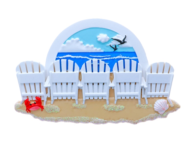 Personalized Beach Chair Ornament - Girl's Beach Trip - Family of 5 on Christmas Vacation - Trip To Beach Christmas Ornament, Nautical Décor image 6