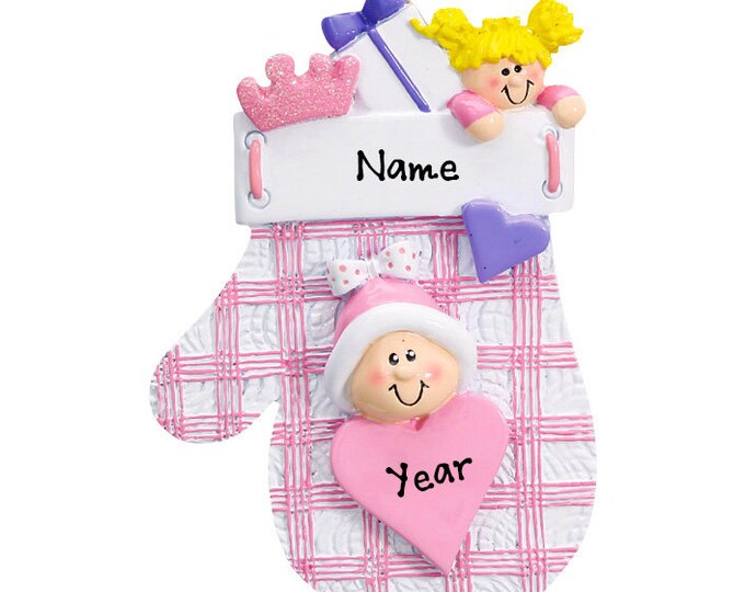 Personalized First Christmas Girl Ornament - Baby's First Christmas Ornament - Pink Mitten Ornament - Custom Baby Girl Ornament 2025