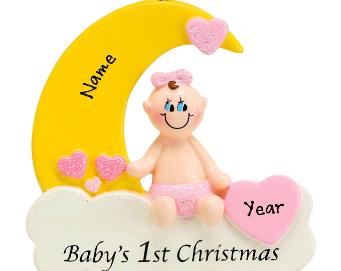 Baby's First Christmas Ornament - Personalized First Christmas Girl Ornament - Custom Baby Girl Ornament 2025 - Baby Shower Gift For Mom