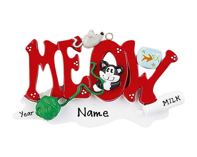 Personalized Cat Christmas Ornament / Cat's Meow Personalized Ornament  / Cute Kitten Christmas Ornament / Gift For Cat Lovers / New Cat