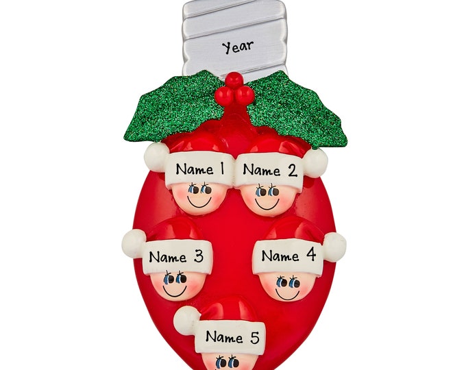 Family Christmas Ornament Personalized 2025  - Family of 5 Christmas Ornament Personalized - Our 5 Grandkids - Custom Gift For Grandparents