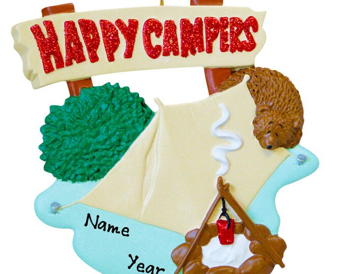 Camping Trip Christmas Ornament - Happy Camper Christmas Ornament - Personalized Camping Ornament  - Camping Lover's Christmas Ornament