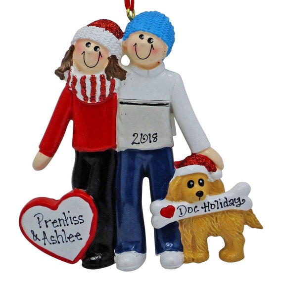 Personalized Couple With Dog Ornament / Couple With Dog Etsy