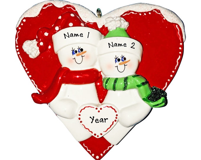 Sweetheart Couple Christmas Ornament - Snowman Couple Ornament - 2023 Couple's First Christmas - Personalized Christmas Gift For Newlyweds
