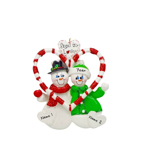 Personalized Couple Ornament - Snow In Love Christmas Couple - Love You Forever Ornament - Classic Snowman Couple - XOXO Christmas Ornament