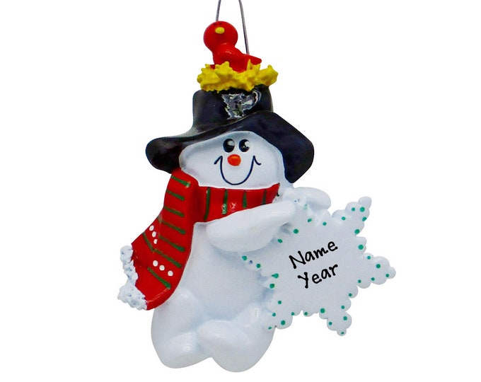 Personalized Snowman Ornament - Snowman Christmas Ornament For Kids - Holiday Ornament With Toddler Name - Custom Ornament For Boy or Girl