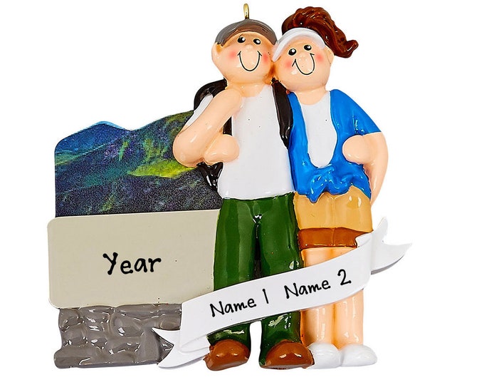 Couple Mountain Vacation - Love Mountain Climbing, Christmas Vacation Ornament, Custom Couple Ornament, Bucket List, Personalized Ornament