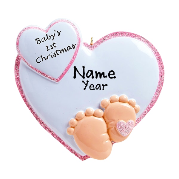 Baby Girl’s First Christmas Ornament 2026 – Personalized Baby Footprint Ornament – Custom Baby’s 1st Christmas Gift for New Mom