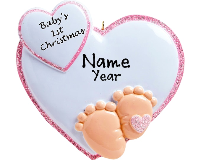 Baby's First Christmas Ornament - Personalized First Christmas Girl Ornament - Custom Baby Girl Ornament 2025 - Baby Foot Print Ornament