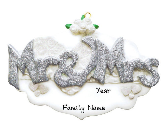 Mr Mrs Christmas Ornament - Custom Wedding Ornament - Newlywed Ornament - Personalized Wedding Ornament - First Christmas Married