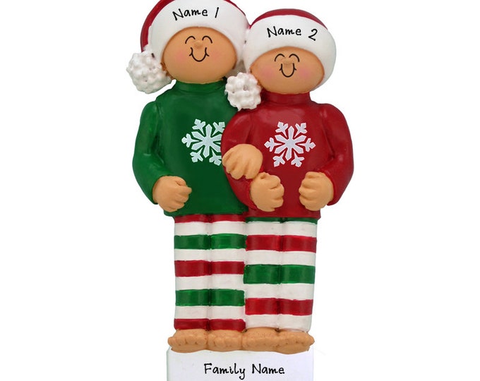 Christmas Pajamas Couple, Family of 2 Christmas Ornament, 2025 Couple Christmas Ornament, Gift For Couple, Couple Ornament Personalized 2025