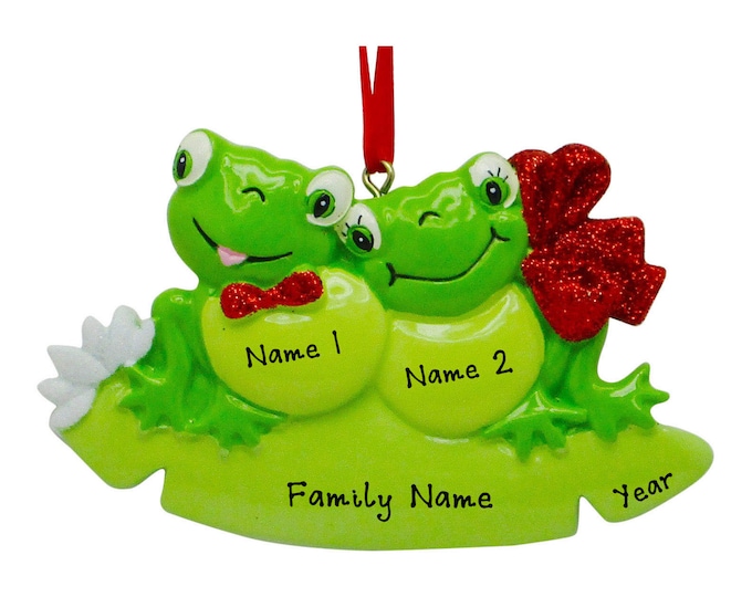 Frog Couple Christmas Ornament 2023 - Personalized Family Christmas Ornament - Custom Family of Two Ornament With Names, Our First Christmas